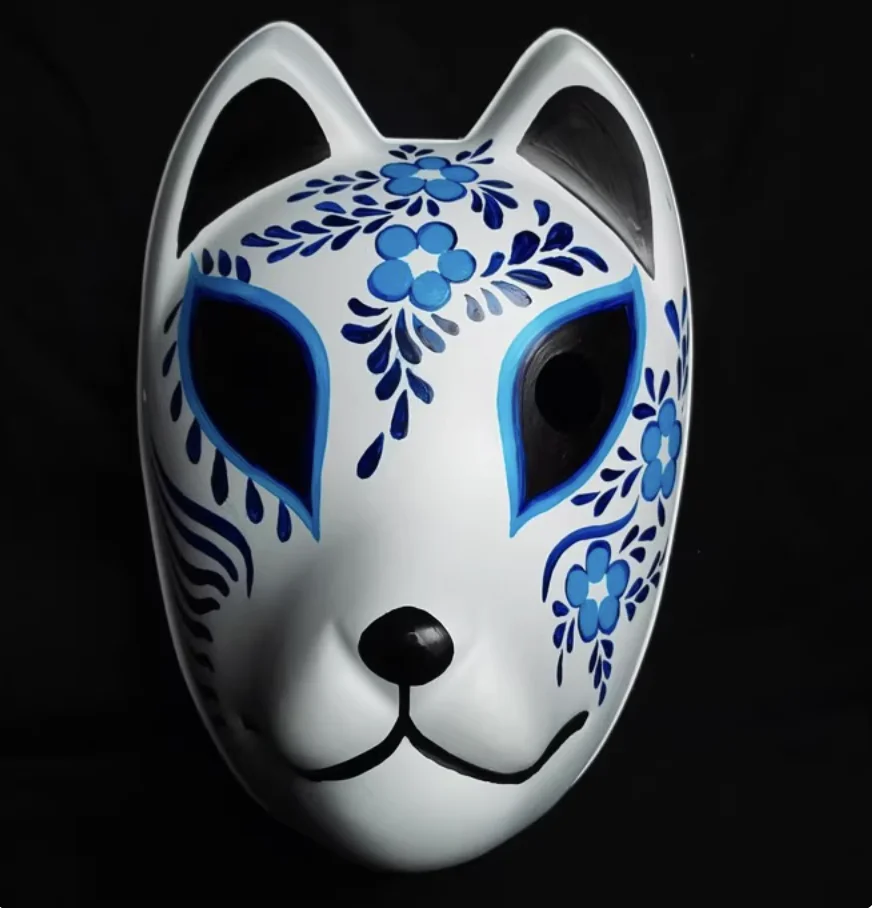 Japanese Kitsune Shippuden Hatake Kakashi Fox Mask Cosplay Props for Halloween Carnival Masquerade Noh Kyogen Kabuki Performance view 3