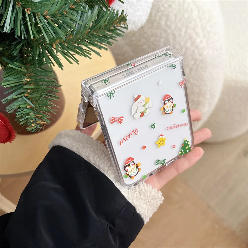 Christmas Cartoon Animals for Samsung Galaxy Z Flip 7 6 5 4 Protective Back Cover for ZFlip5 ZFlip6 ZFlip7 Case Shell