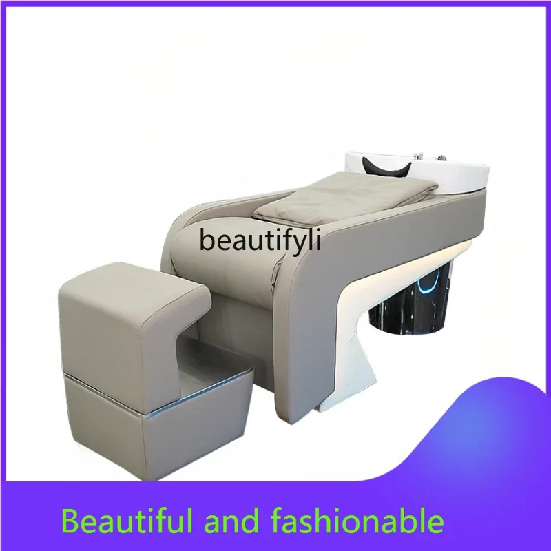 

zGCustomized Japanese-Style LED Lying Half Shampoo Chair Hair Saloon Dedicated Deepening Ceramic Basin Rubber Pillow Washing Bed