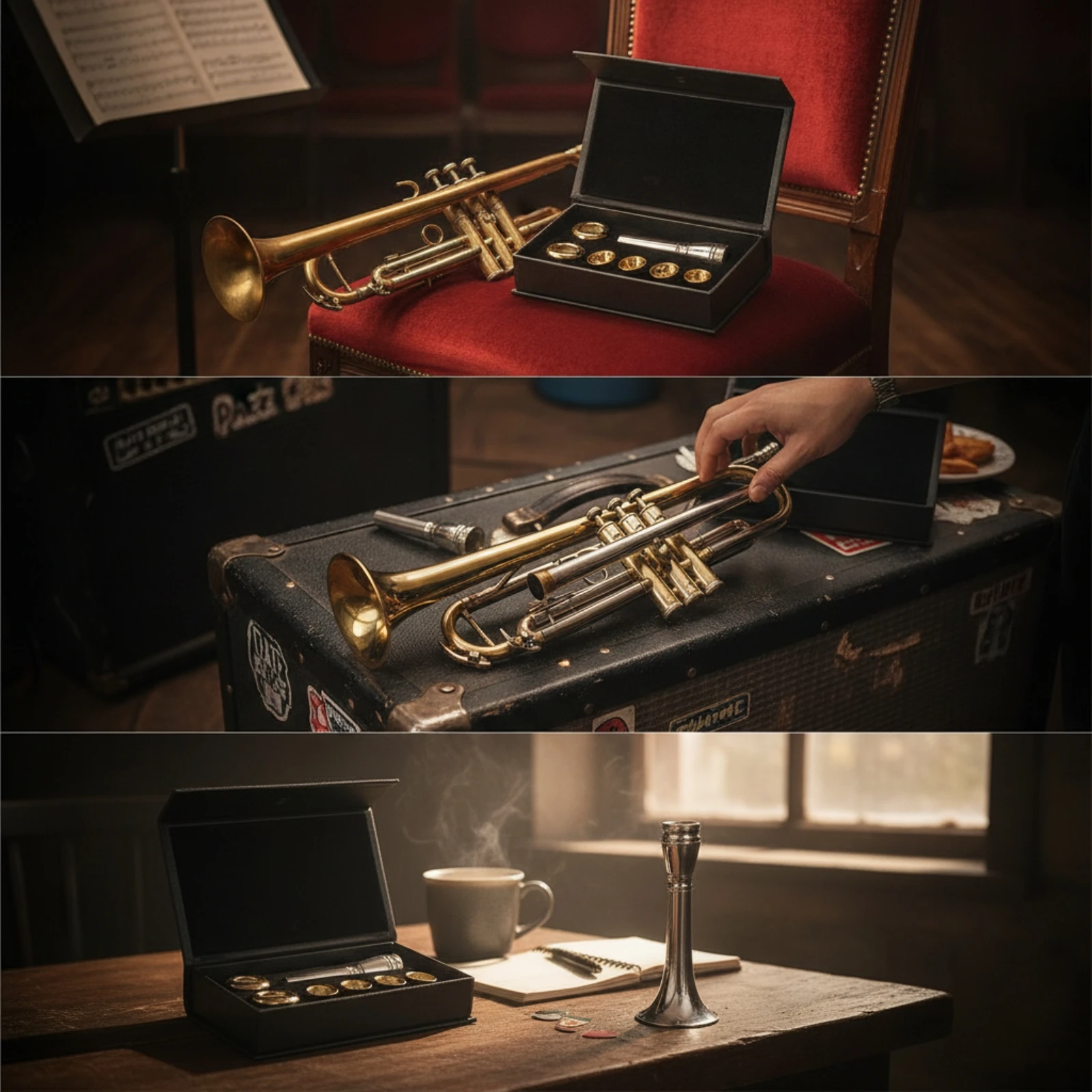アダプターリング付きトランペットマウスピース-コンパクト交換式トランペットマウスピース-音楽アクセサリー-ポータブル-省スペース