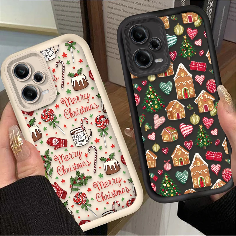 Caso de telefone padrão de natal dos desenhos animados para xiaomi redmi nota 13 14 12 11 pro plus 5g 14S 12S 11S 10S 10 9 redmi 14c 13c 12c 12 4g
