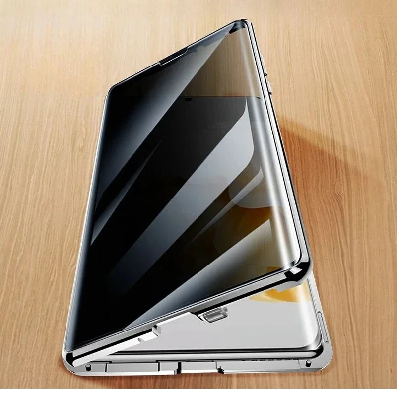 엿보기 방지 보호 양면 강화 유리 케이스, Honor Magic 5 6 7 Pro용, 메탈 마그네틱 커버, 휴대폰 케이스 쉘