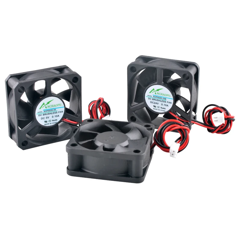 ​ ACP5020 50 mm Lüfter 50 x 50 x 20 mm 5 V/12 V/24 V DC 2-poliger Axiallüfter für Ladegerät/Netzteil/Konverter