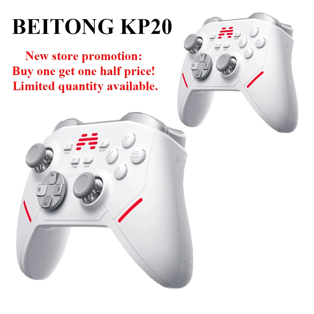 

BEITONG KP20 Wireless Gamepad Bluetooth Game Controller for PC/ Nintendo Switch/Phone/Steam, TMR Joysticks, Charging Dock