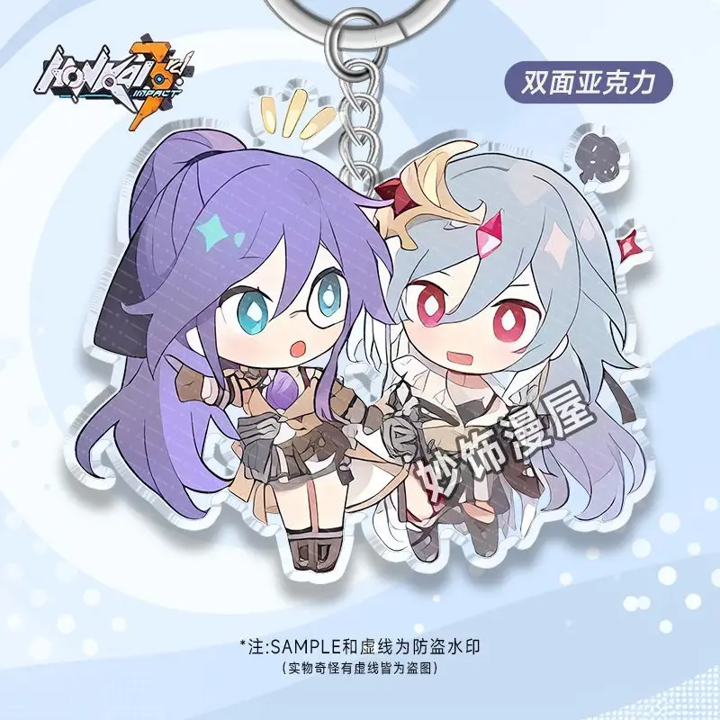 Elysia Kiana Raiden Mei Anime Keychain Honkai Impact 3 Acrylic Key Chain Man Q Version Game Peripheral Bag Pendent Accessories