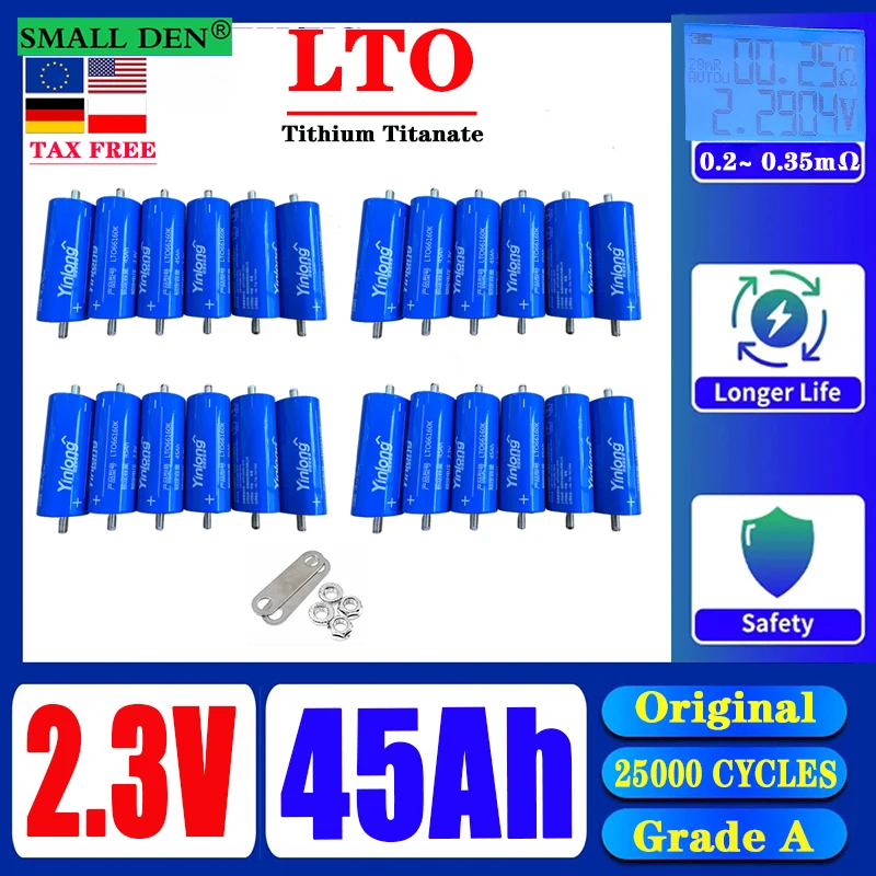 100% original Yinlong 66160 2.3V 45Ah LTO battery 10C discharge DIY 12V 24V low-temperature resistant lithium titanate duty-free