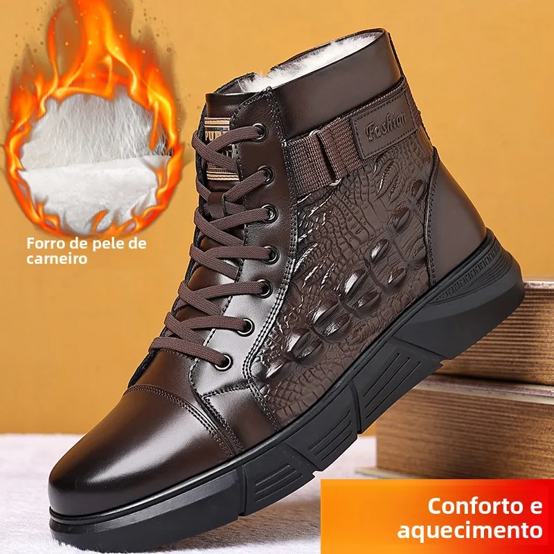 winter-boots-men's-fce-lined-genuine-leather-soft-bot-casual-cotton-leather-oes-mountain-climbing-trendy