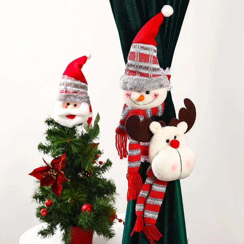 

2024 Christmas Santa Claus Elastic Curtain Buckle Elk Cartoon Figurine Buckle Festival Showcase Scene Decoration Children's Gift