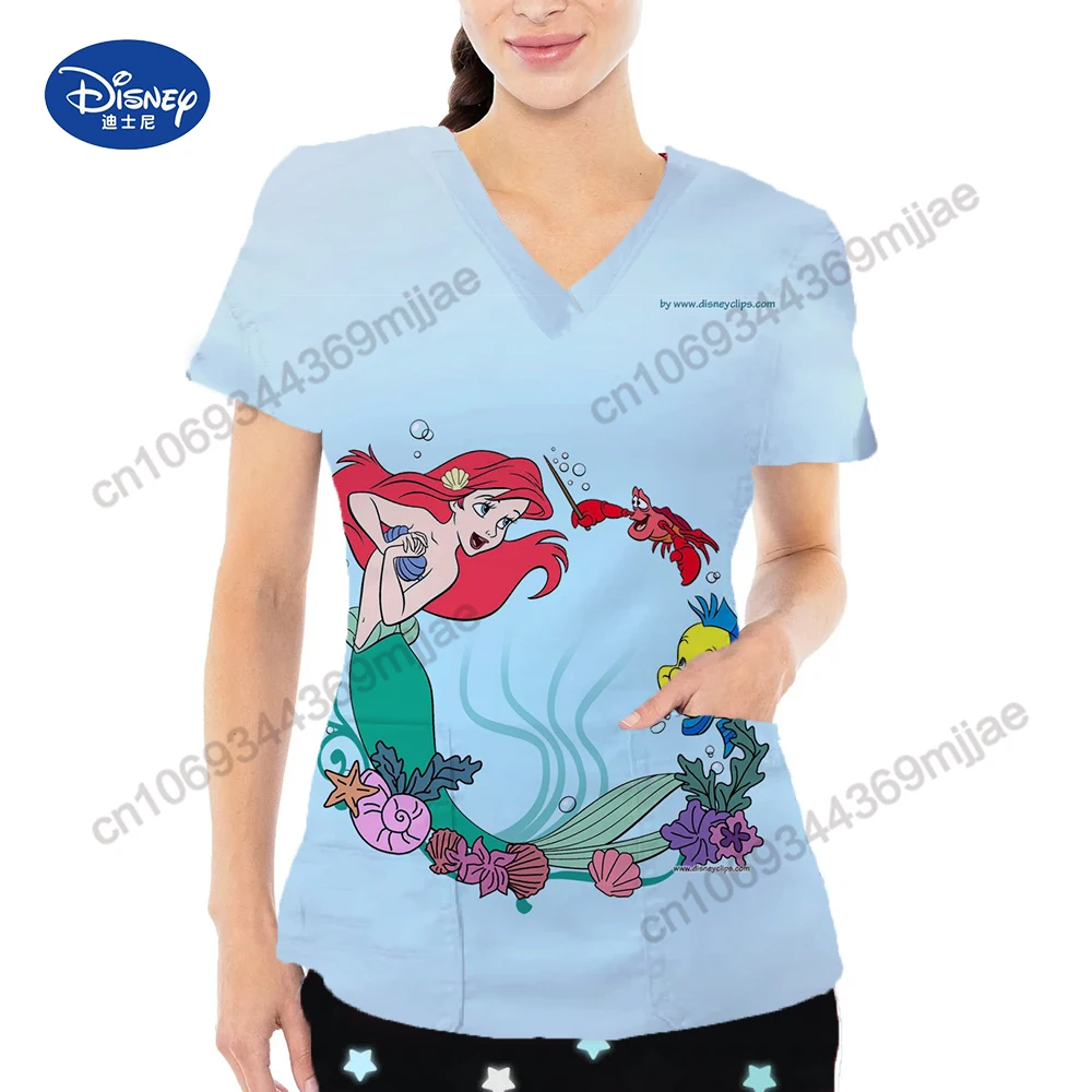 

V-neck Y2k Women's T-shirts Cartoon Style Clothes for Women Two-Pocket Female Tops Free Shipping Summer Short Sleeves T-shirts