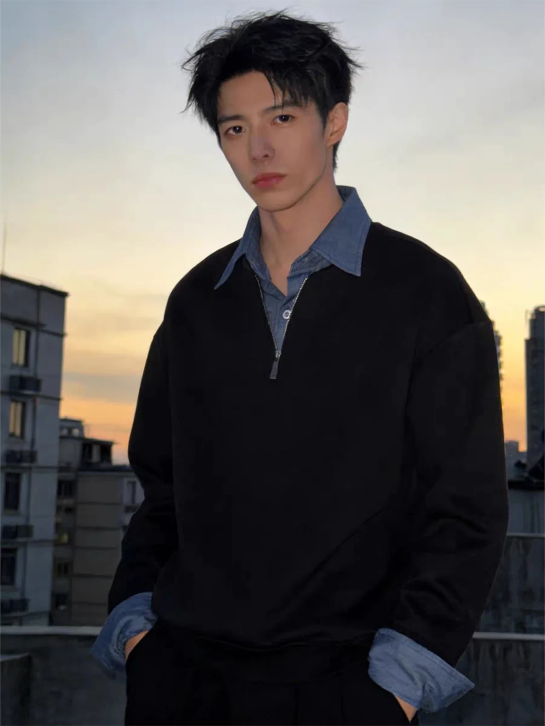 

Мужская толстовка с воротником-стойкой и короткой молнией, весенняя, с длинным рукавом, в американском стиле, базовая, для ношения под одеждой, повседневная, уличная одежда