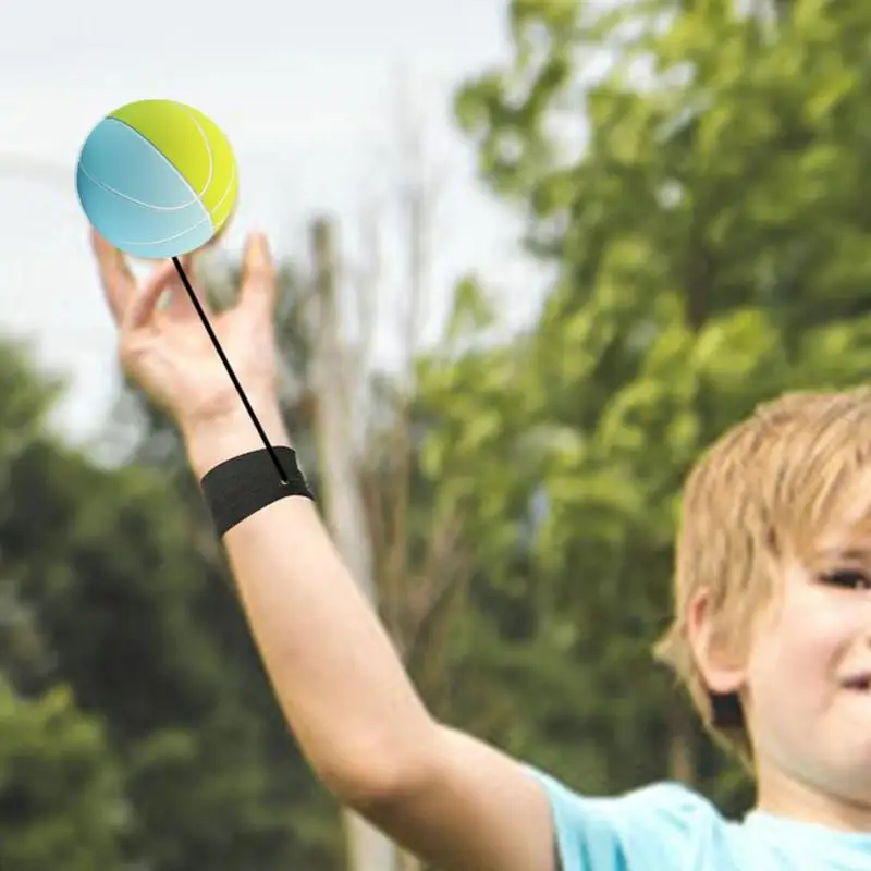 Bola de retorno de muñeca, cuerda de retorno deportiva de rebote, bola de goma, pulsera deportiva de goma, juguete con correa y cuerda para niños y niñas