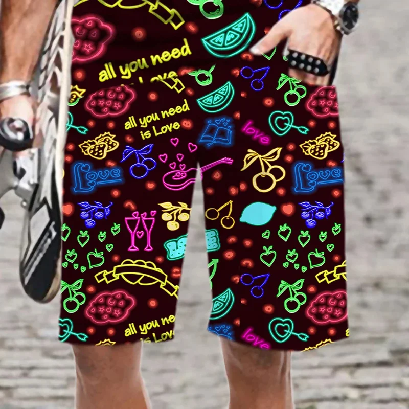 Summer New Y2k 3D Graffiti Colorful Painting Printed Beach Shorts Men Fashion Funny Swimming Trunks Streetwear Board Shorts Pant