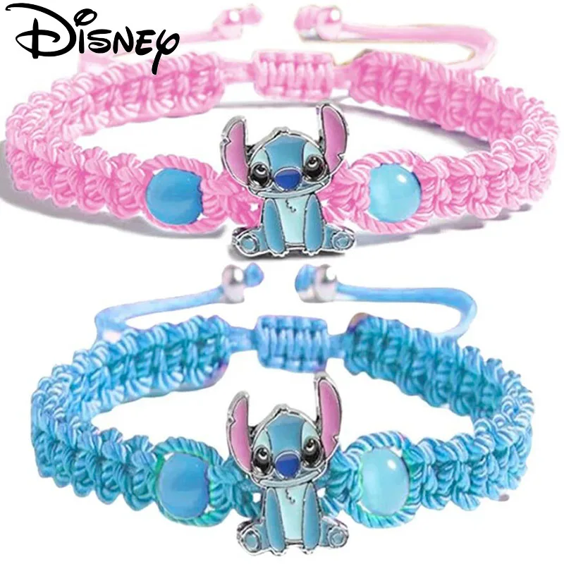 

New Disney Cartoon Stitch Girls Bracelet Lilo & Stitch Anime Braided Bracelet Jewelry Women's Children Christmas Gift Stich