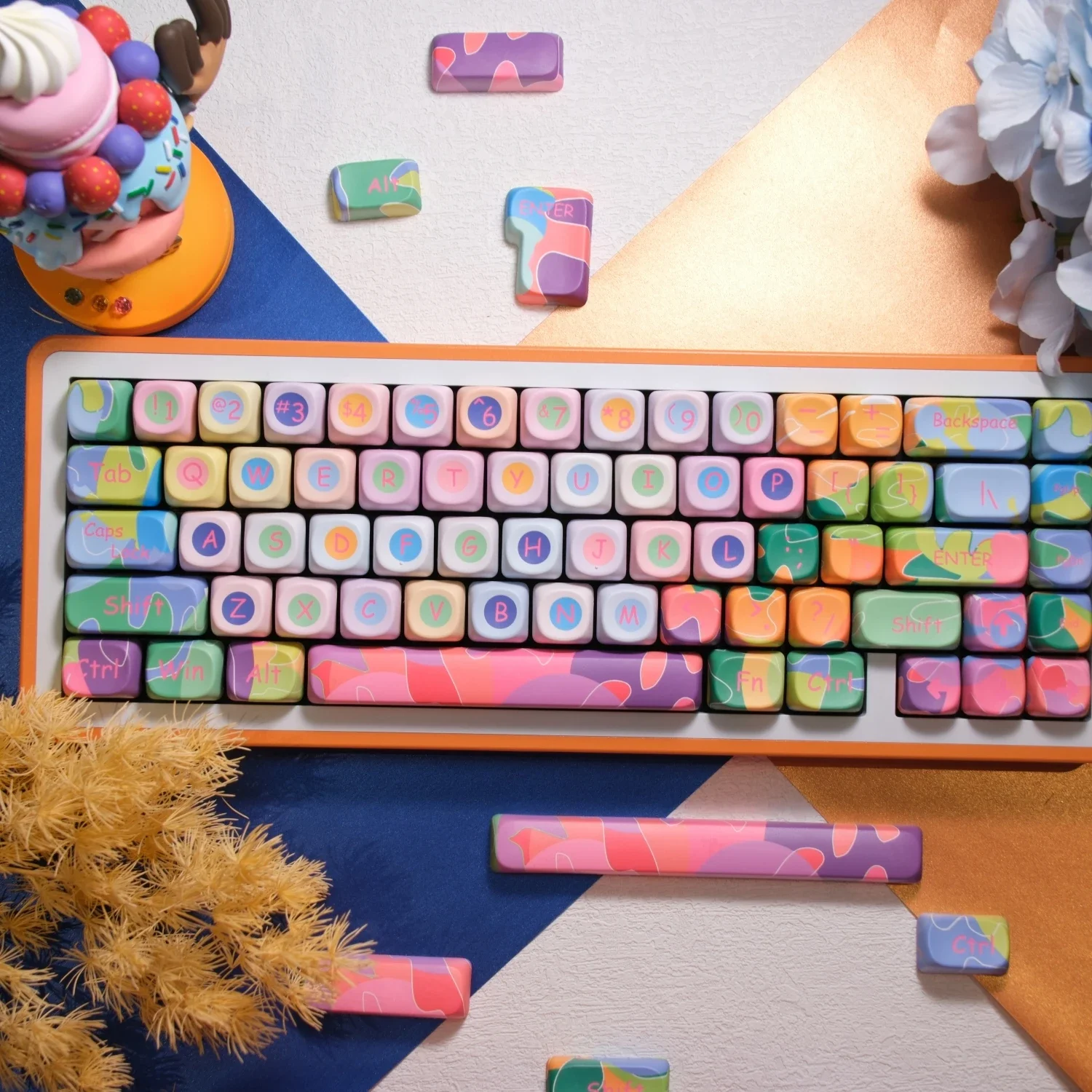 

Candy artist joint keycap SOA highly sublimated PBT abstract colorful healing keycap