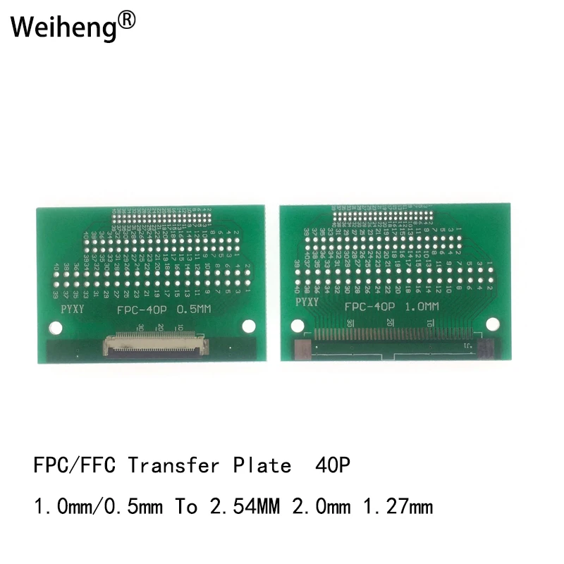 Conector Soldado Painel Duplo, Placa de Transferência, FPC, FFC, Conversão, 40P, 0.5mm, 1.0mm, 2.54mm, 2.0mm, 1.27mm Espaçamento, 10Pcs