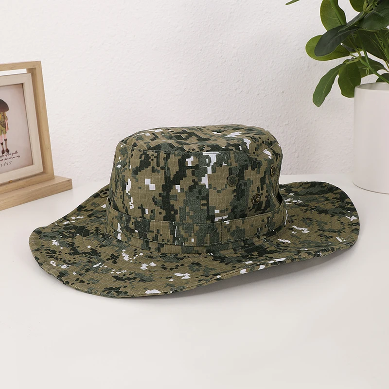 Fishing sunblock camouflage hat Outdoor casual mountaineering fisherman hat Jungle Benny hat Cross-border fashion pot hat