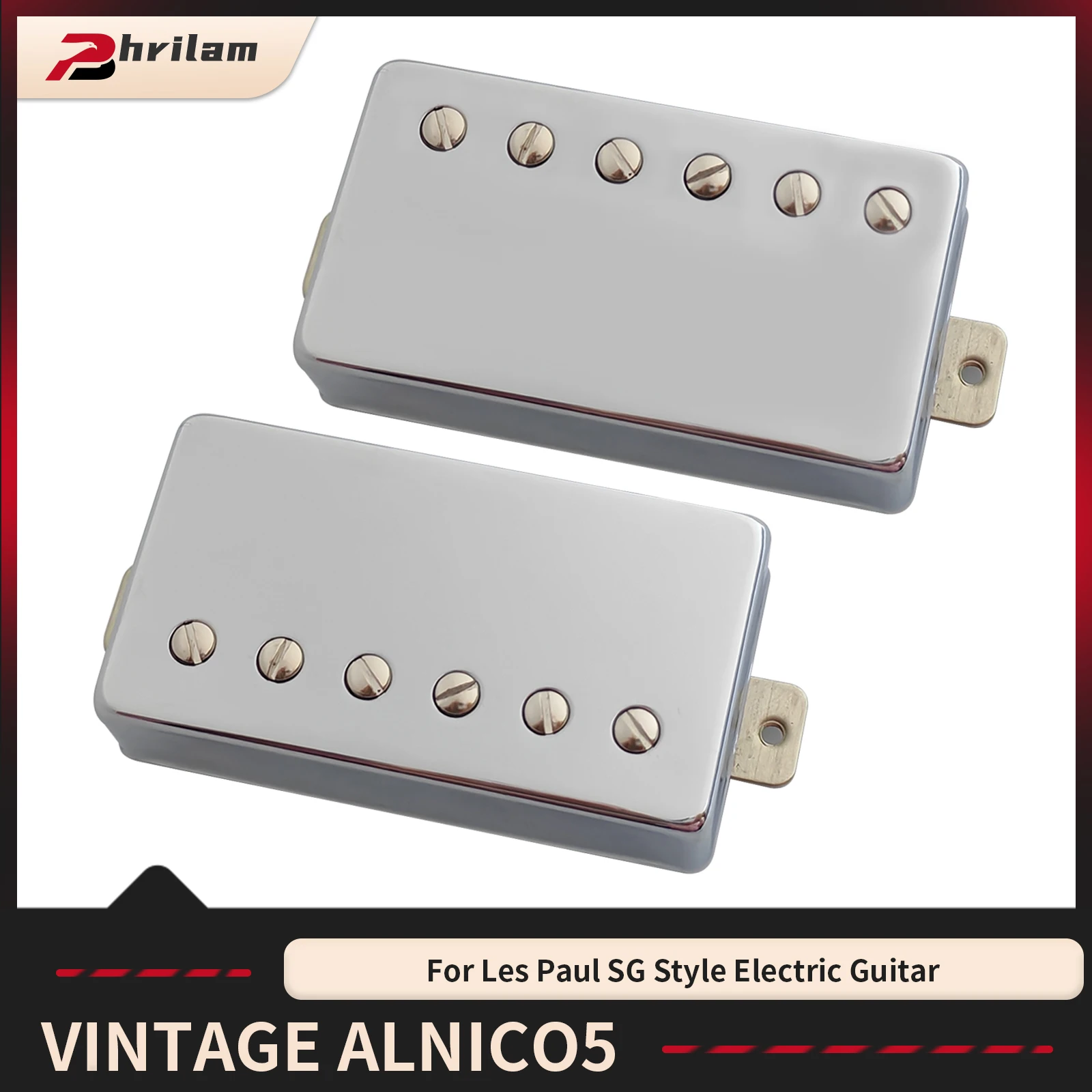 Phrilam Pro LP  Vintage Alnico 5 Covered Humbucker Neck Bridge Pickups Set  7.6/8.8K for LP Style Electric Guitar