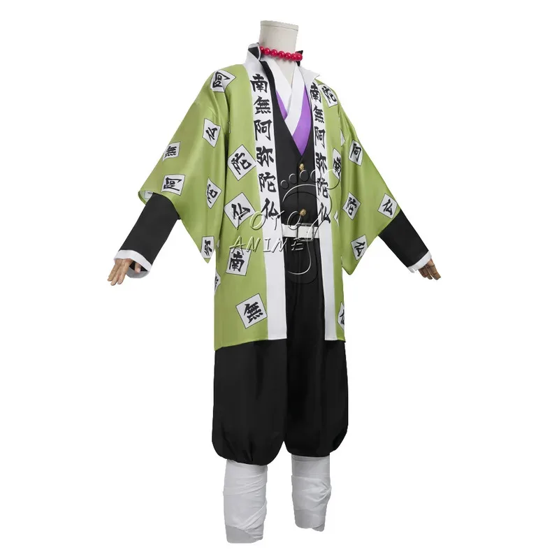 LQDemon Slayer: Kimetsu no Yaiba Gyomei Himejima uniforme Anime Cosplay disfraz peluca piedra Hashira Kimono japonés fiesta de Halloween