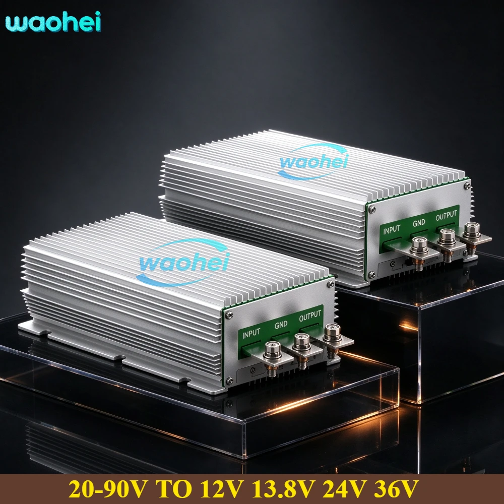 DC-DC Converter 20V-90V To 12V 13.8V 24V 36V Voltage Regulator 24V36V48V60V72V80V90V To 24V Power Module Automotive High-power