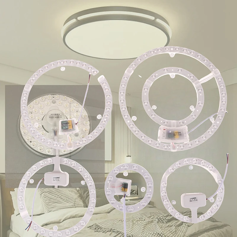 1 Zestaw 12 W 18 W 24 W 36 W 48 W Panel LED Wymiana lampy sufitowej Wentylator ścienny Okrągły moduł 220 V Moduł oświetlenia sufitowego LED