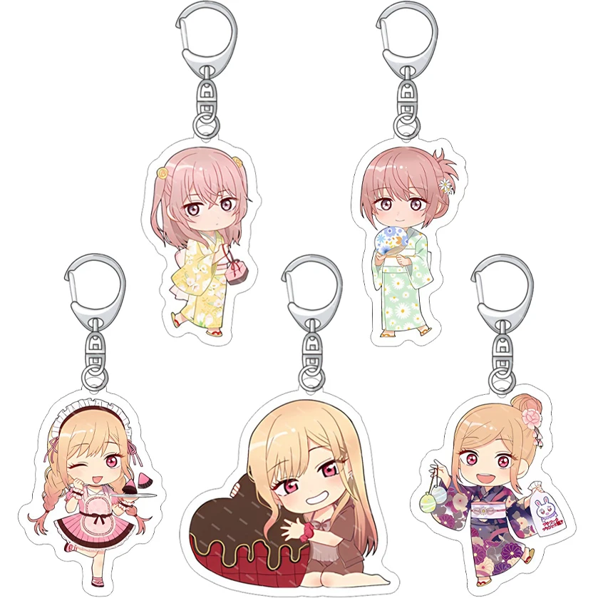 55MM Anime My Dress-Up Darling Figur Kitagawa Marin Inui Sajuna Inui Shinju Kimono Cos Acryl Schlüsselanhänger Kawaii ‌   Geschenke