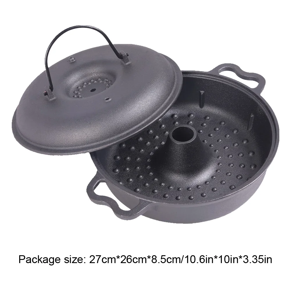 Cast Iron Roasted Sweet Potato Pan W/Lid Garlic Roaster for Picnic Camping Patio Backyard Cooking images - 6