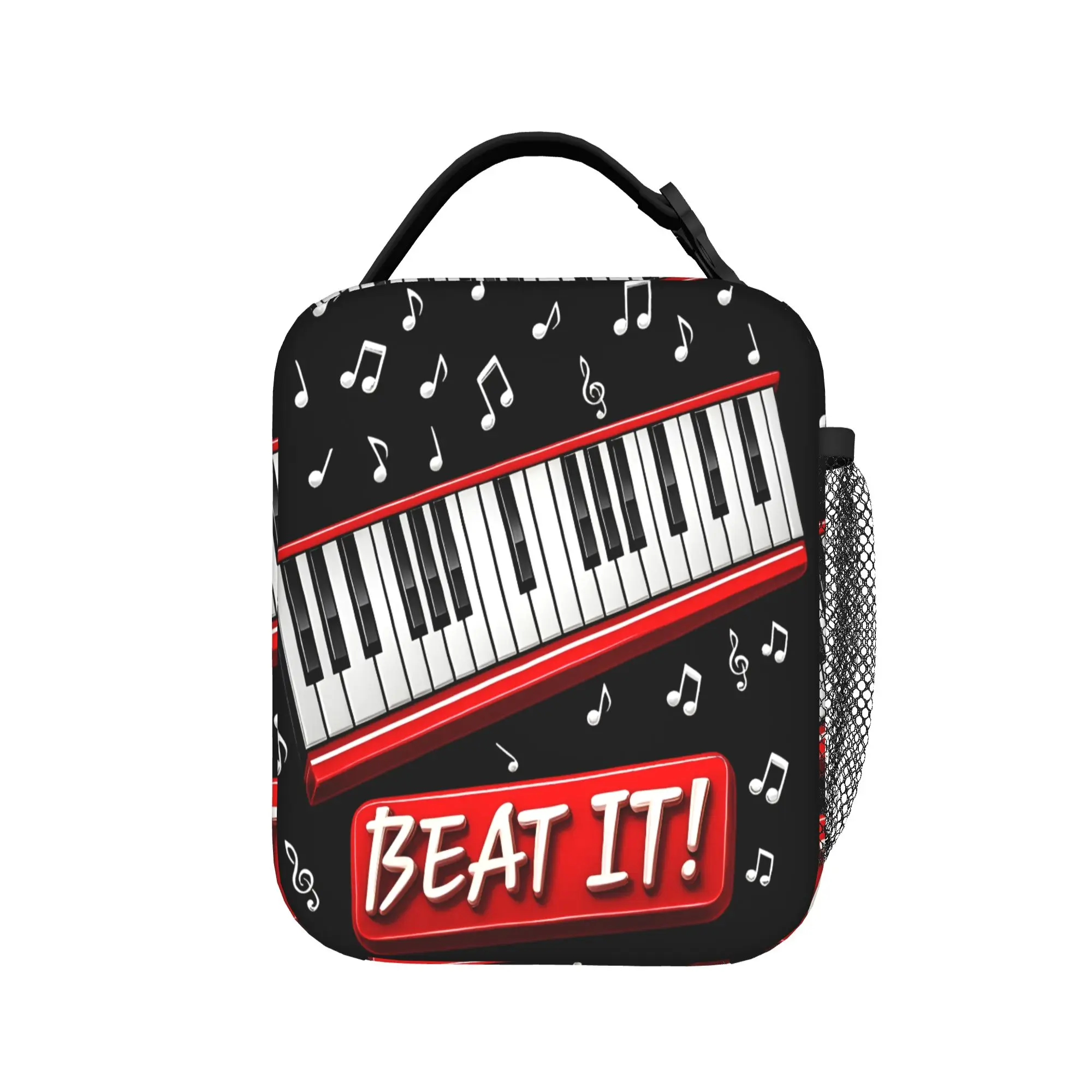 MJ Beat It! Piano Keyboard Lunch Bag  Travel Lunch Box For Girls Fun Custom Tote Food Bags Oxford Portable Cooler Bag