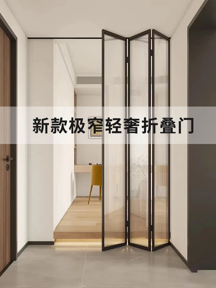 Kitchen without ground rail sliding folding concealed door aluminum balcony bathroom partition sliding door