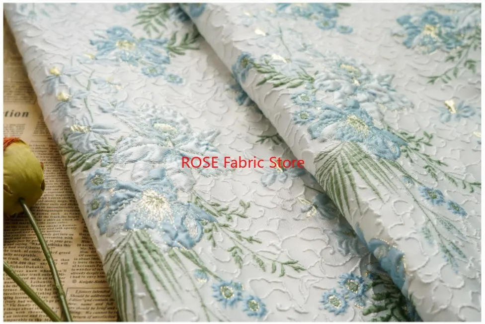 1 metro filo d'oro trama floreale tessuto jacquard cheongsam gonna soffice borsa per bagagli tessuto da cucito fai da te