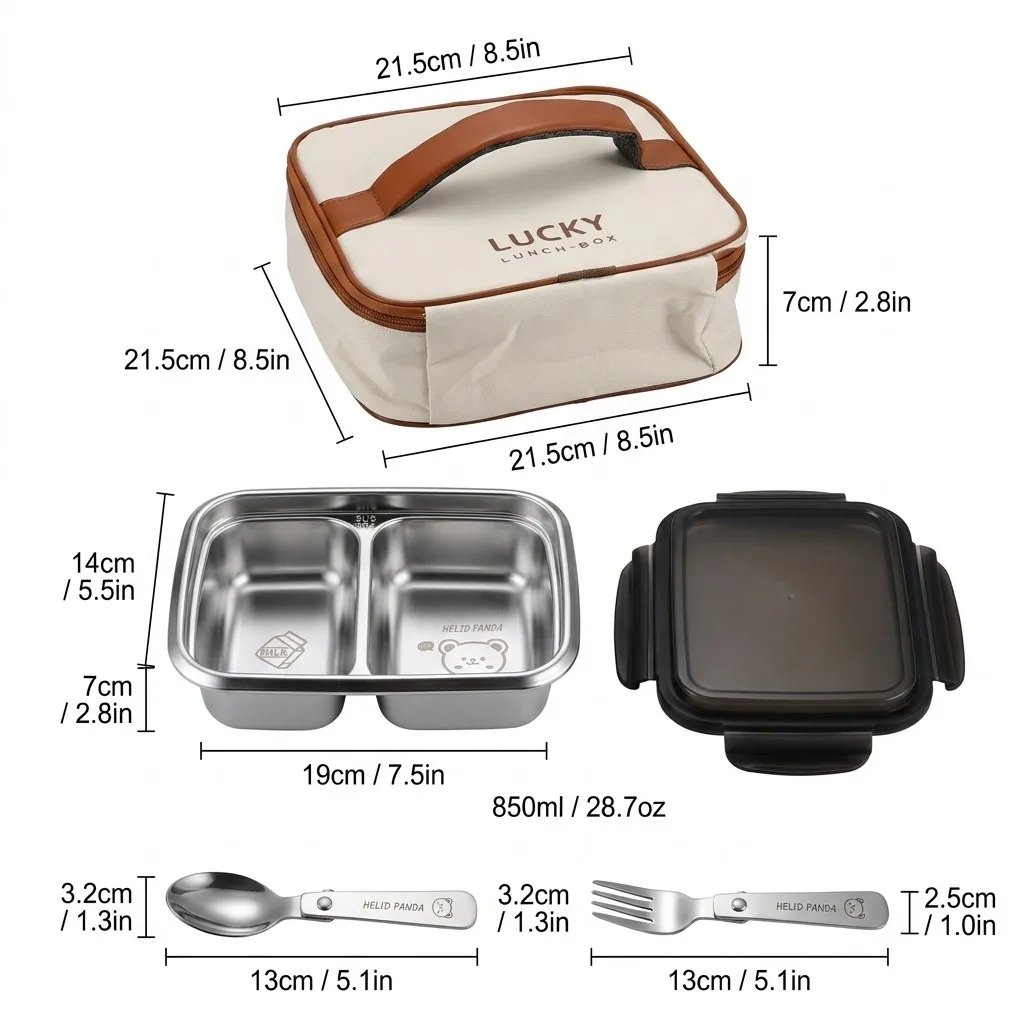 Herbruikbare 304 roestvrijstalen lunchbox met compartimenten, draagbaar, afgesloten, lekvrij, voor studenten en kinderen, bento box, magnetronbestendig voedselcontainer.
