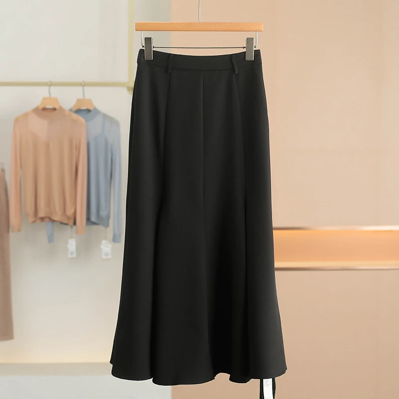 

Элегантная юбка-русалка с высокой талией, длиной ниже колена, однотонная, для города, из полиэстера