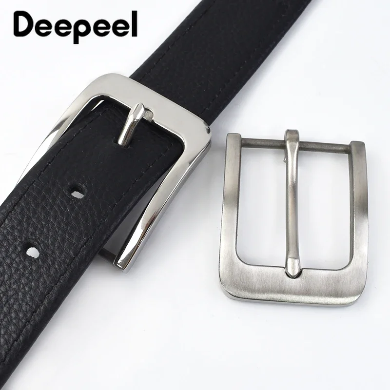 Deepeel 40mm Wide Solid Stainless Steel Belt Head Brushed Pin Buckles Metal Jeans Leather Crafts Buckle for 38mm Men Accessories