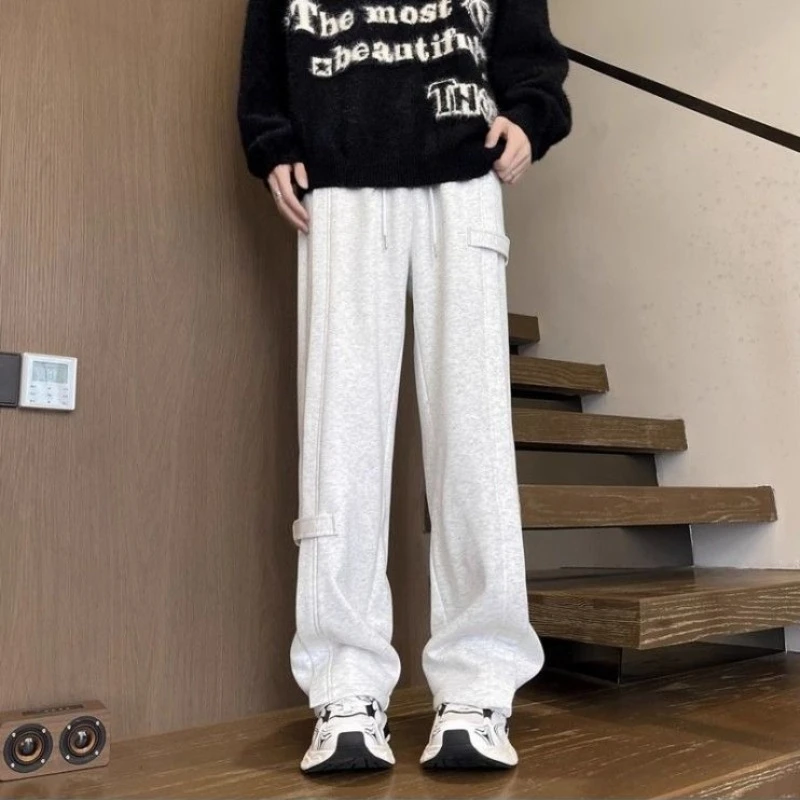 Trousers Straight Man Sports Pants New in Clearance Sale Harajuku Y2k Comfortable Autumn Winter Casual Plain Sweatpants for Men