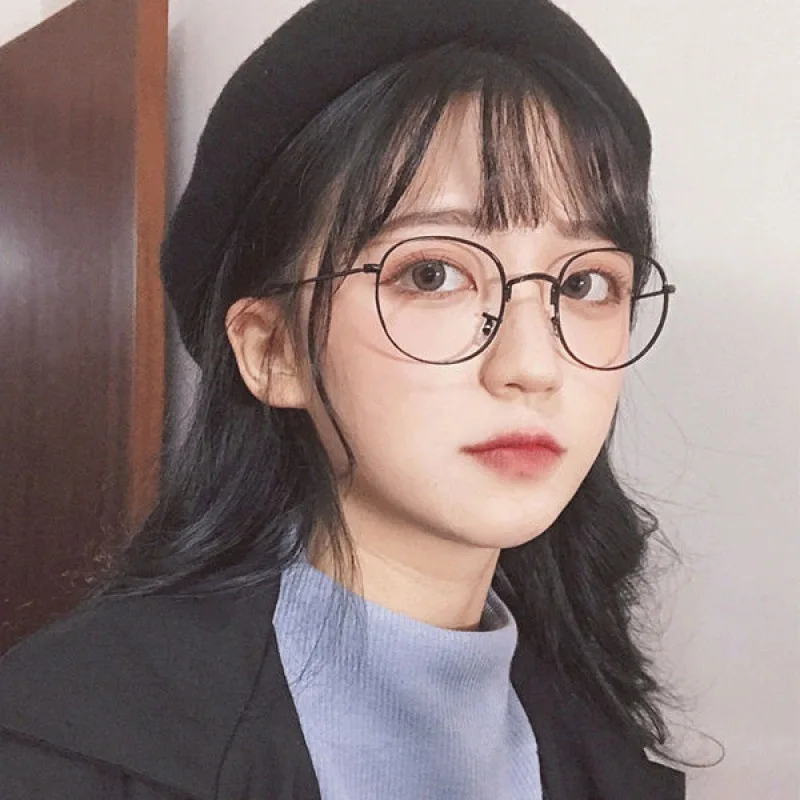 Computer Glasses Frame Women Men Metal Round Eyewear At Home Shopping Female Male Fashionable High-end Personalized Glasses