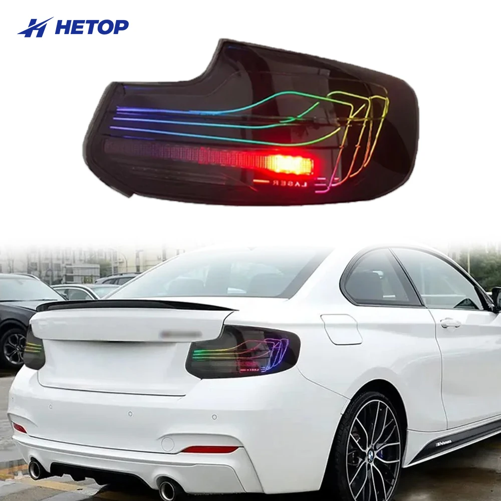 Hetop For 2014-2020 2 Series LED Brake Lights Tail Lamp Assembly with Clear or Red Lens ABS Material 12V/24V Volta F22 F21 Model