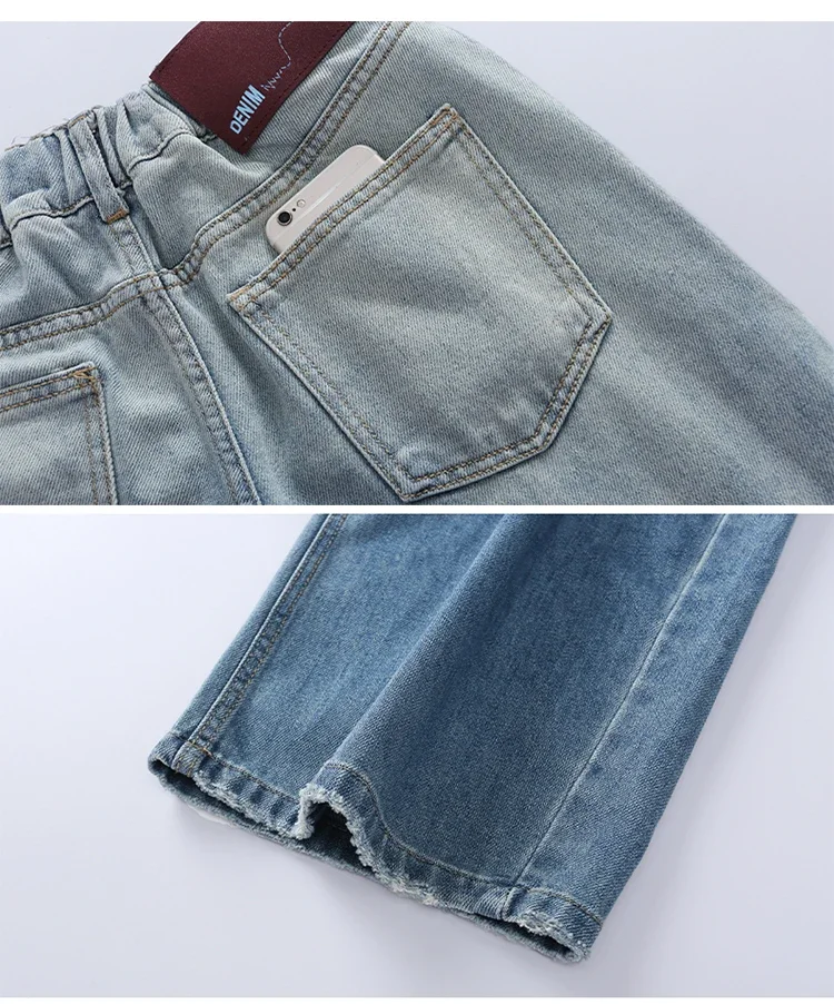 ZOETOPKID Mädchen Zerrissene Distressed Jeans Weite Hose mit Elastischem Bund Farbverlauf Denim-Hose für Kinder – Detail 13