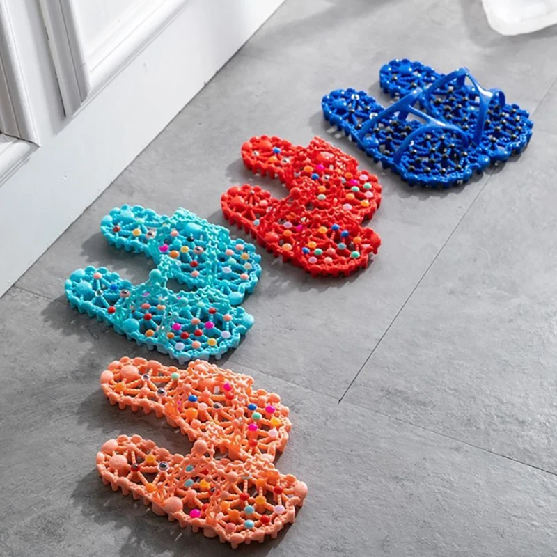Bathroom Slippers Dormitory Home Non-slip Indoor Bath Slippers Breathable Ladies Hollow Foot Massage Leakage Quick Drying