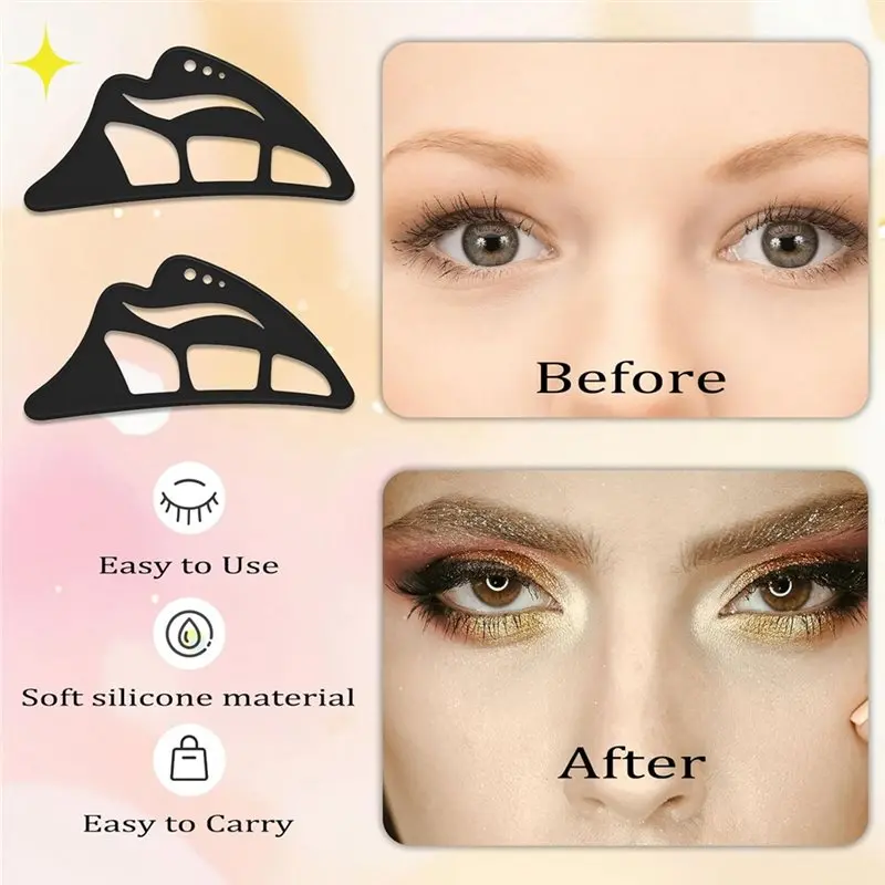 アイシャドウステンシル 5 in 1 シリコンアイシャドウツール 再利用可能なアイメイク補助ステンシル、メイク初心者女性向け