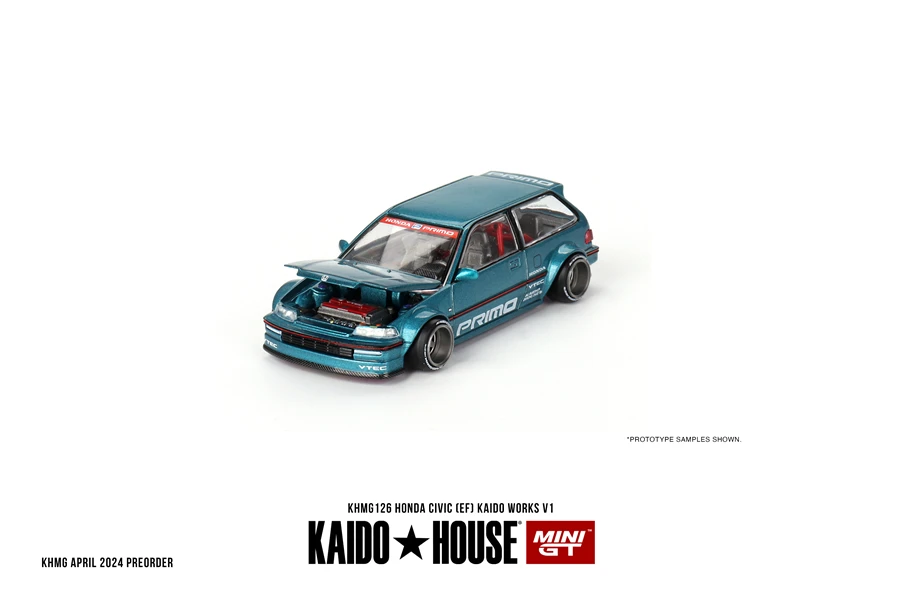 Kaido House + MINIGT 1/64 Honda Civic (EF) Kaido Works V1 KHMG126 Car Alloy Toys Motor Vehicle Diecast Metal Model for Children