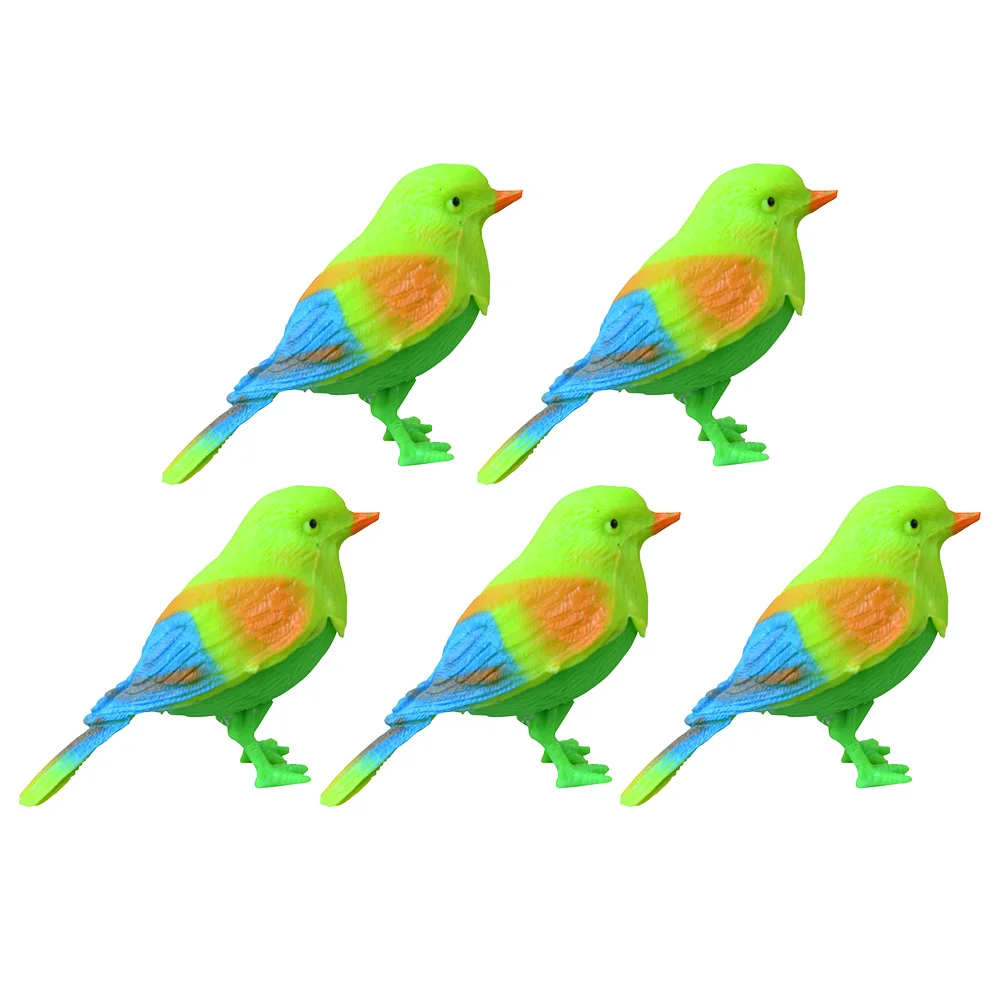 

5 Pcs Sound Little Bird Desktop Sculpture Will Be Called Colorful Birds Ornament