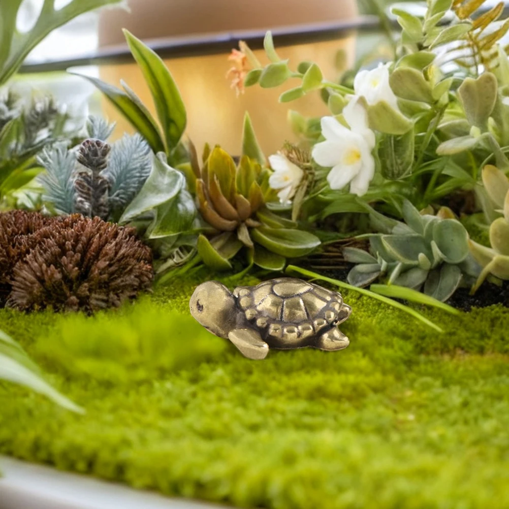 

2Pcs Brass Turtle Figurines Finish Feng Shui Good Luck Mini Tortoise Sculptures Home Office Decor Miniature Turtles