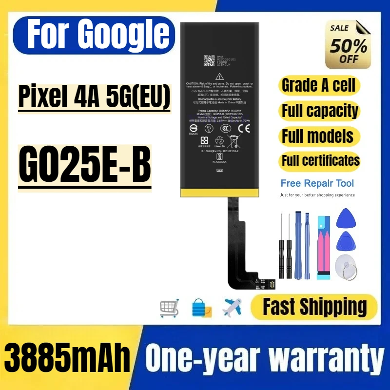 

G025E-B for Google Pixel 4A 5G(EU) Mobile Phone Battery High Quality High Capacity Replacement Bateria Grade A Cell with Tools
