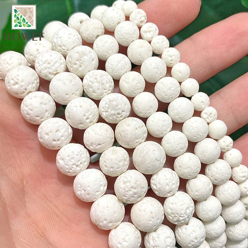 Natural Volcanic Rock Stone Beads Lava Hematite Round Loose Beads DIY Bracelet Necklace For Jewelry Making 15'' Inch 4/6/8/10mm