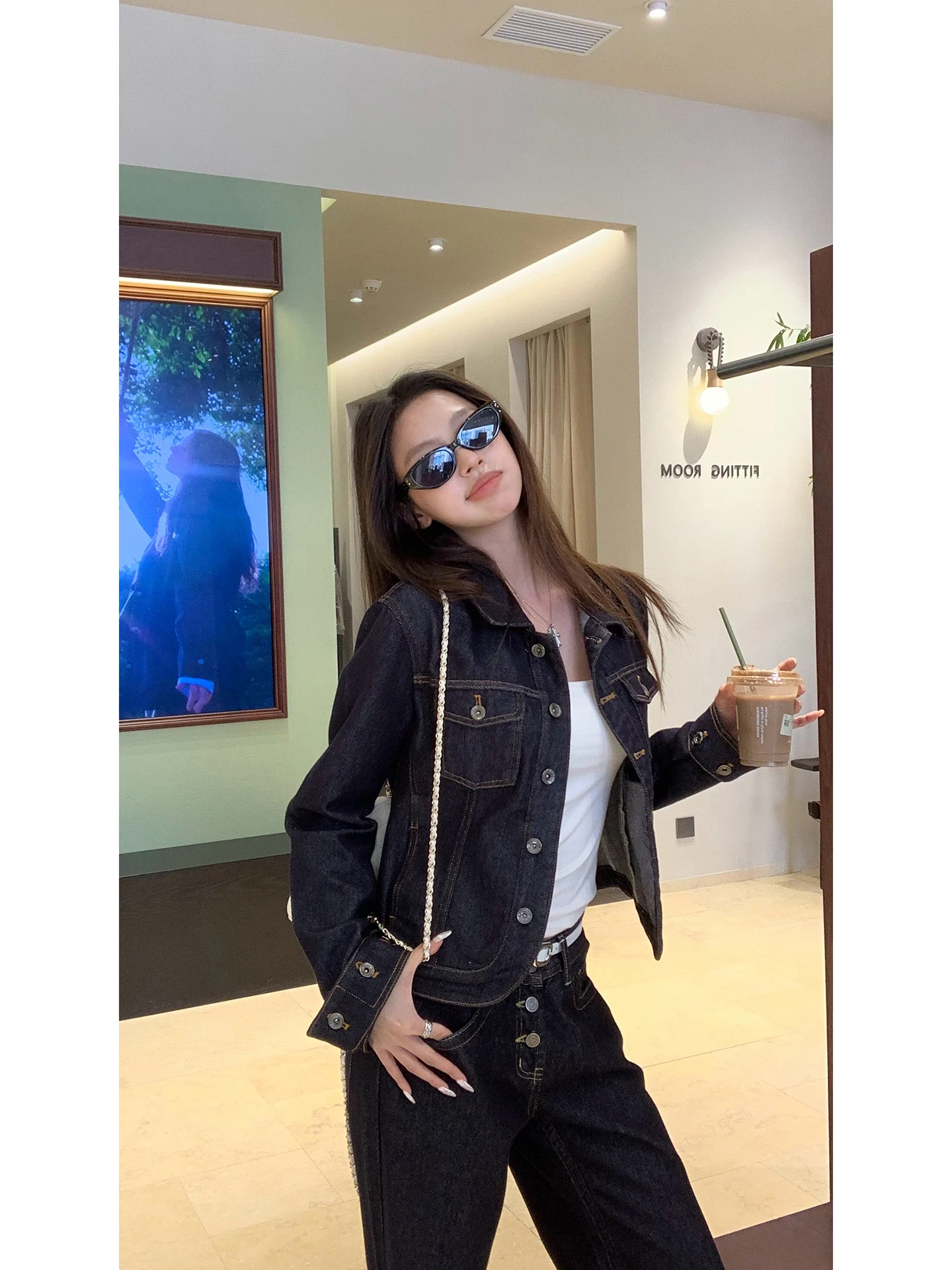 

Red Celebri Denim Jaet Women's Sle Spring 2026 New ular Luxury Korean System Top Cotton Long Sve Button Closure