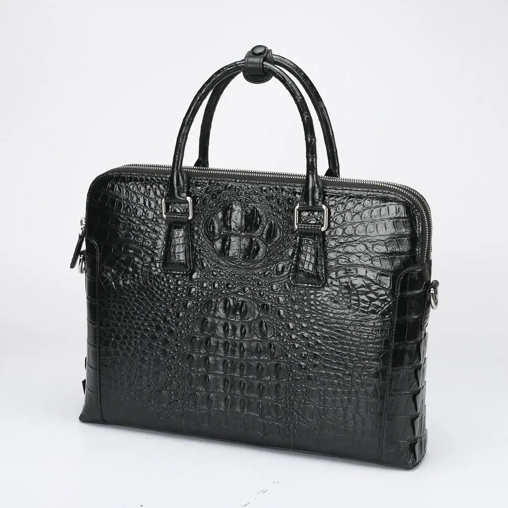 Fashionable Thai Crocodile Double Zipper Men's Business Bags Office Handbag Genuine Leather Briefcases Men's Portfolio Briefcase