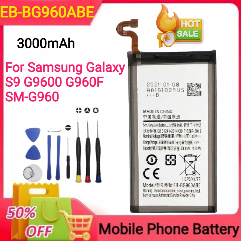 

3000mAh EB-BG960ABE for Samsung GALAXY S9 G9600/DS G960F G960 G960W G960U Replace Mobile Phone Battery+Tools