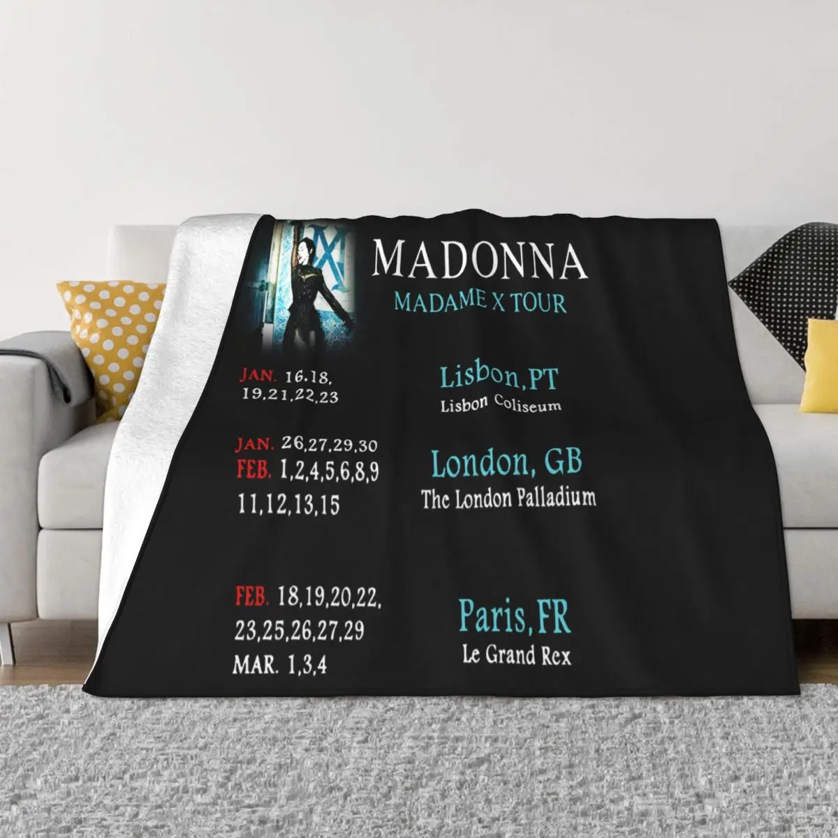 New Rare Madonna Madame X World Tour 2020 Black W22 Hip-Hop Great Quality Science Rock Pure Throw Blanket