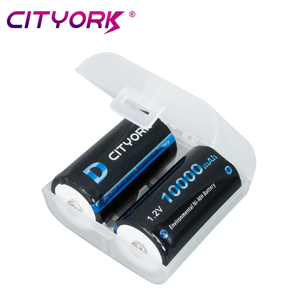 CITYORK 1.2V D Size Rechargeable Battery Type D R20 LR20 NIMH Battery For Gas Stove Water Heater With 2 Slots Battery Charger