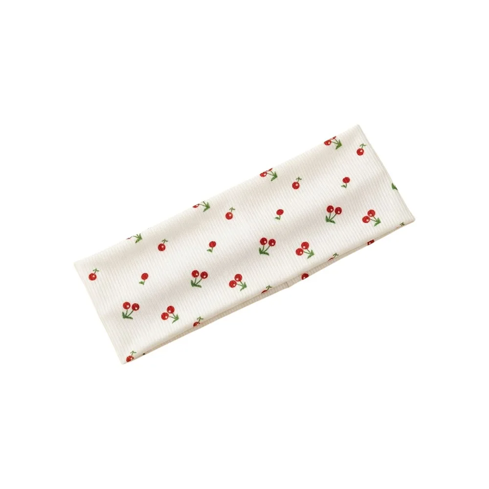 Durable Cherry Print Yoga Headband Elastic Breathable Makeup Headband Soft Sweat-absorbent Sport Hairband Sports