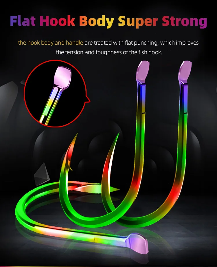 NUNATAK QianYou Hook Colored Hook Sharp Barbed Hook 100P/1SET Antirust Hook Carp Hook Rock Fishing HOOK